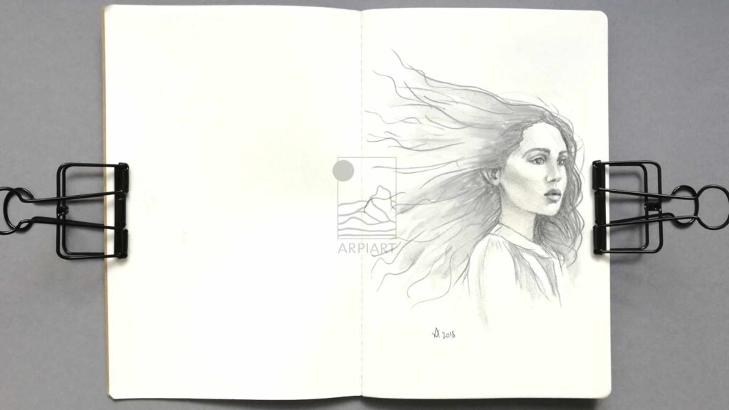 sketchbook_page_graphite_drawing_curly_girl_portrait_arpiart.jpg